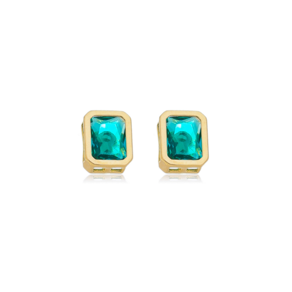 Brinco De Octogonal 9x7 Folheado a Ouro 18k