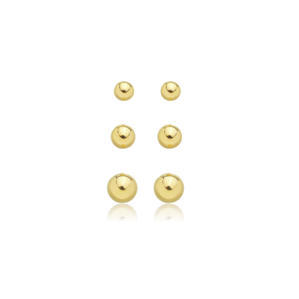 Brinco Trio Dourado Mini Bolas