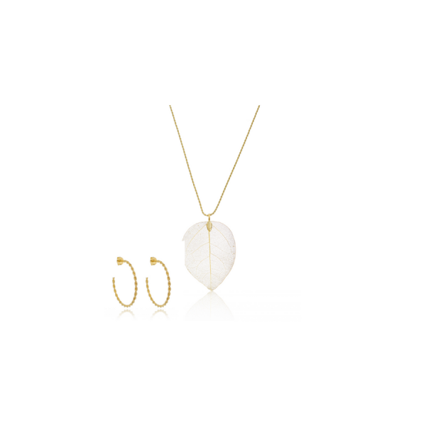 Conjunto Folha Dourada e Binco Argola