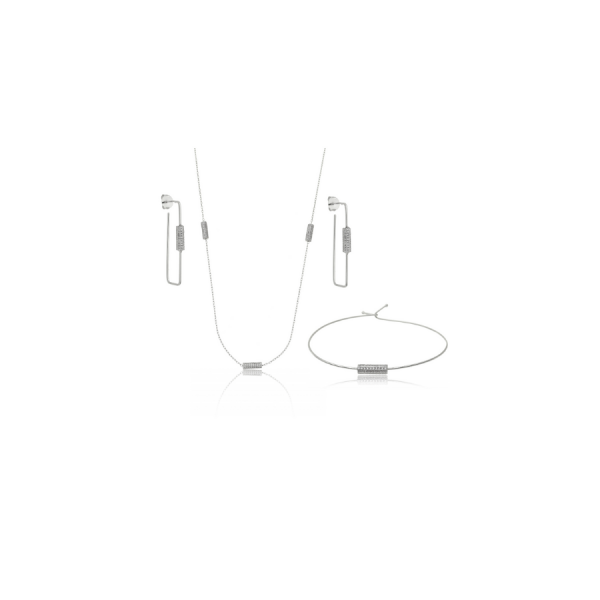 Conjunto Tubinho em Ródio Branco
