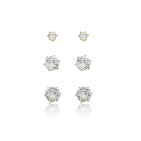 Trio Dourado Zirconia Branca