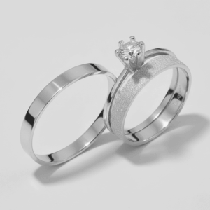 Par de Aliança de Namoro Casamento Prata 925 Brilhante Compromisso Noivado #33