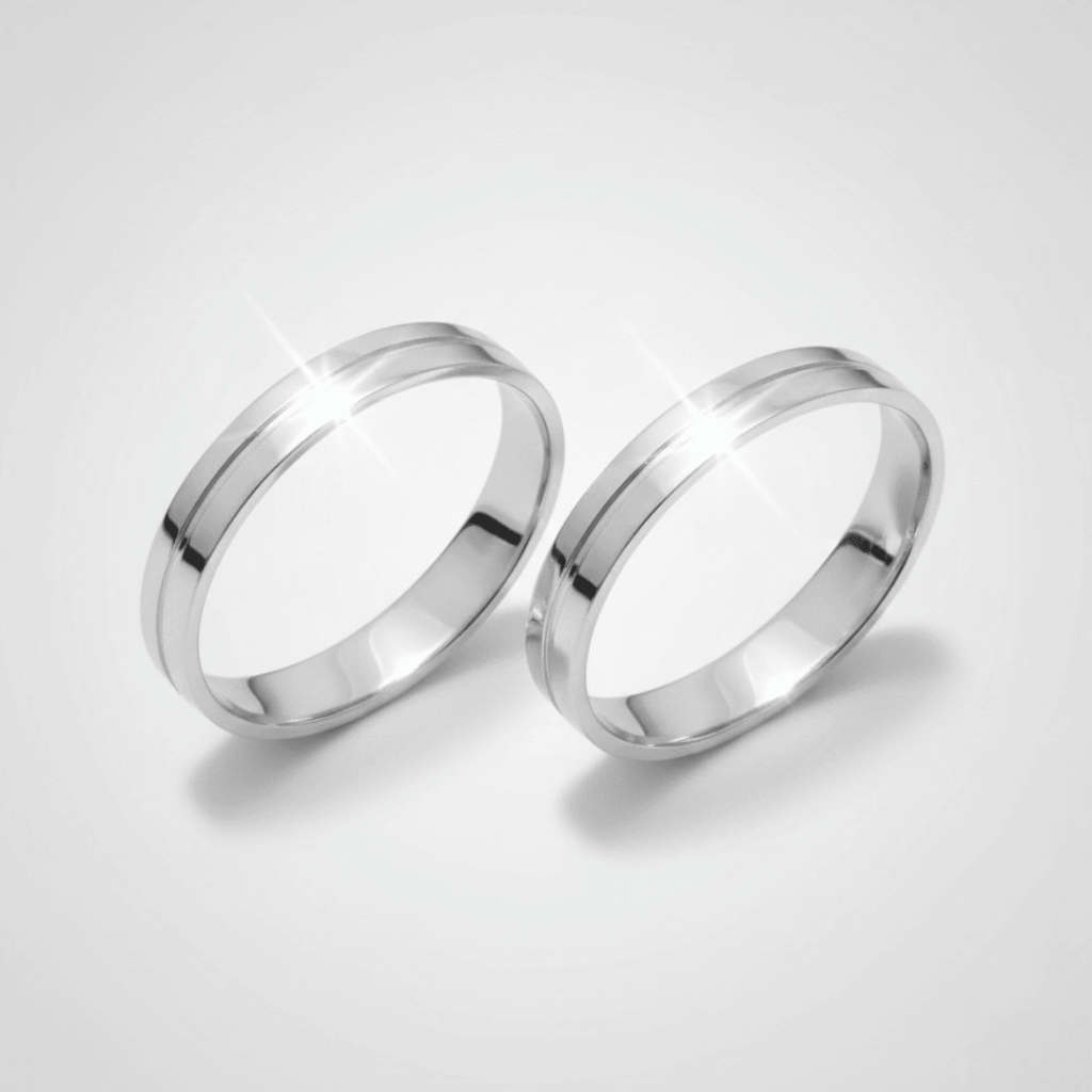 Par de Aliança de Namoro Casamento Prata 925 Brilhante Compromisso Noivado #36