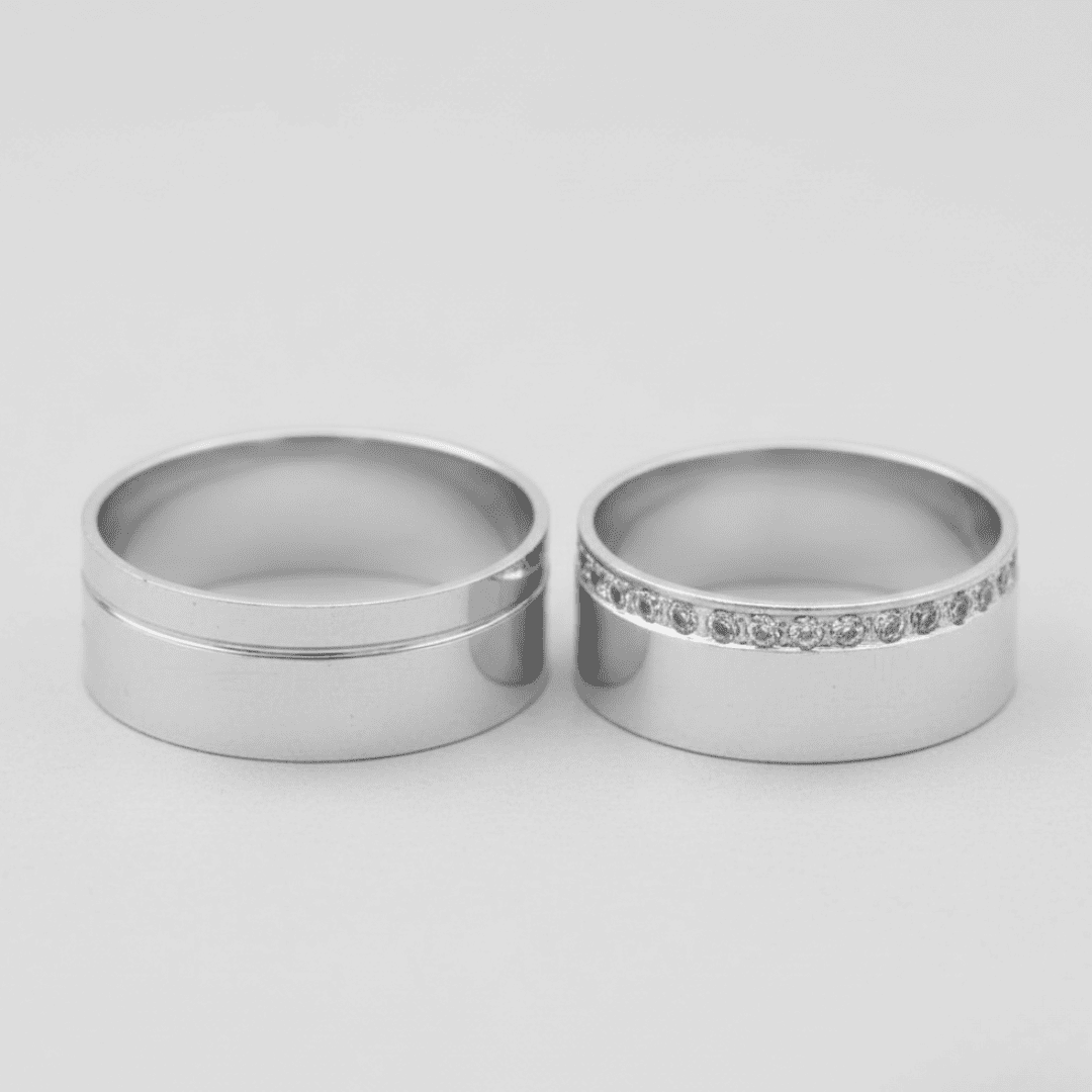 Par de Aliança de Namoro Casamento Prata 925 Brilhante Compromisso Noivado #23