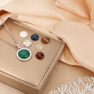 Pingente Árvore Da Vida Com Corrente em Prata + 7 Pedras Naturais + 1 Corrente em Prata 925